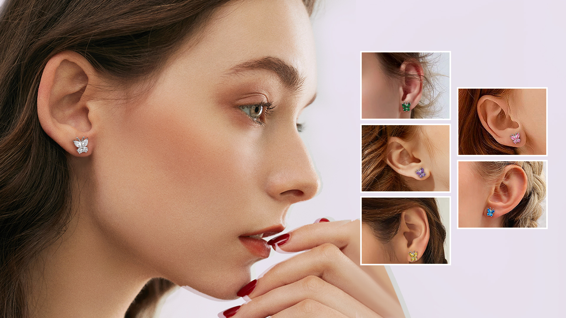 thumbnail video image 2 of Bestyle Pink Tourmaline Crystal Butterfly Earring Studs Cute Shiny Sterling Silver Birthstone Earrings for Granddaughter Niece Sister - October, 2 of 9