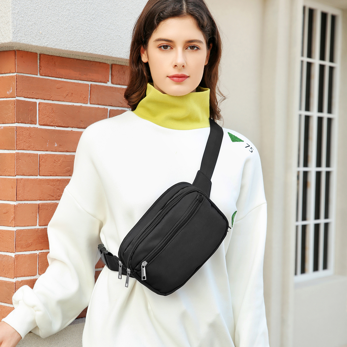 thumbnail video image 2 of Entchin Waterproof Fanny Pack for Women Men Teens - Lightweight Nylon Crossbody Waist Bag, Adjustable Strap,Black, 2 of 9