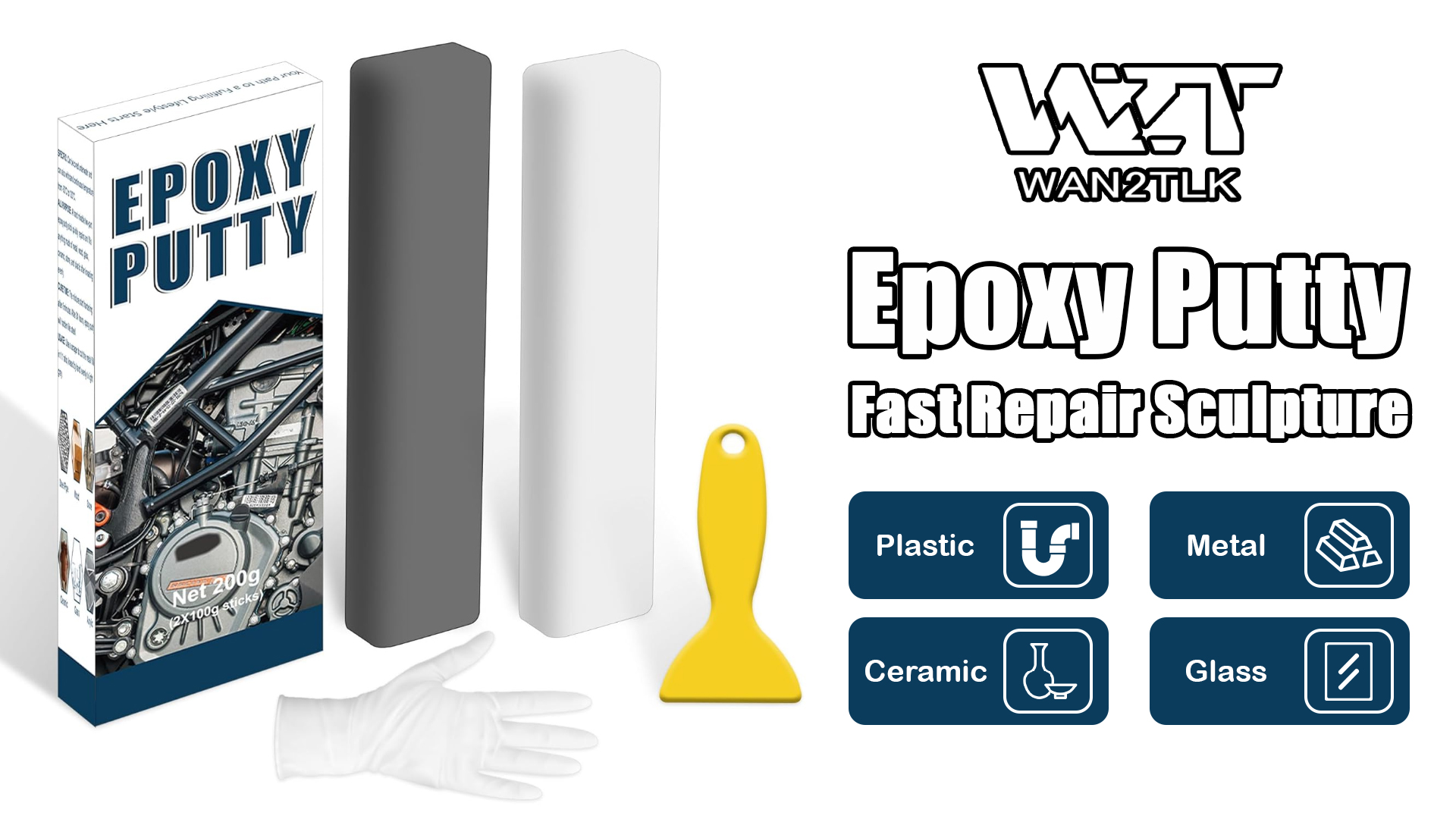 thumbnail video image 2 of Epoxy Putty, 200g Epoxy Wood Filler, 2 Part Epoxy Metal Putty, Plastic, Glass, Ceramic Sink Crack Repair for Fast Repair and Bonding, Heat Resistant & Waterproof (Brown), 2 of 8