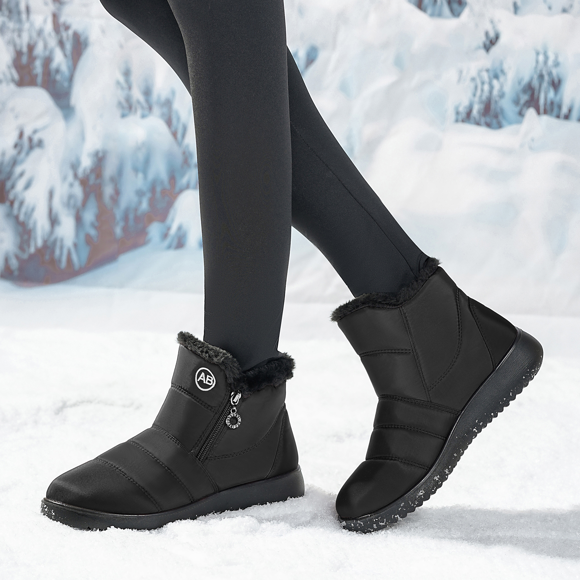 thumbnail video image 2 of Northblanc Womens Warm Fur Lined Winter Snow Boots Waterproof Ankle Boots Outdoor Booties Comfortable Shoes, 2 of 8
