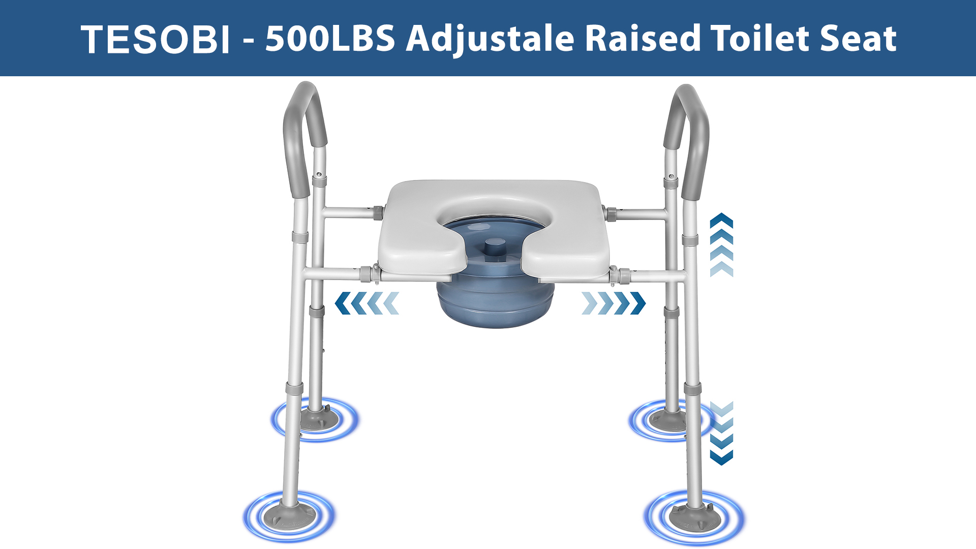 thumbnail video image 2 of Width & Height Adjustable Raised Toilet Seat with Handles for Elderly, Toilet Seat Risers for Seniors, Toilet Riser with Handles, Elevated Toilet Seat with Handles (with Bucket), 2 of 7