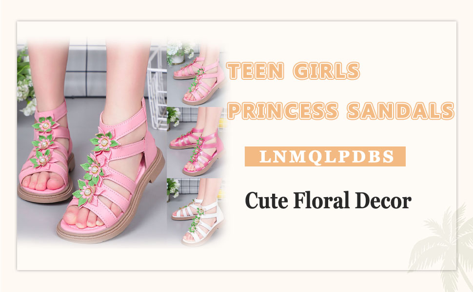 thumbnail video image 2 of LNMQLPDBS Girl Sandals Girls Shoes Size 11 Adorable Girls High Top Breathable Sandals with Floral Embellishments and Convenient Back Zipper Perfect for Girls Princesses Shoes for Flower Girl, 2 of 9