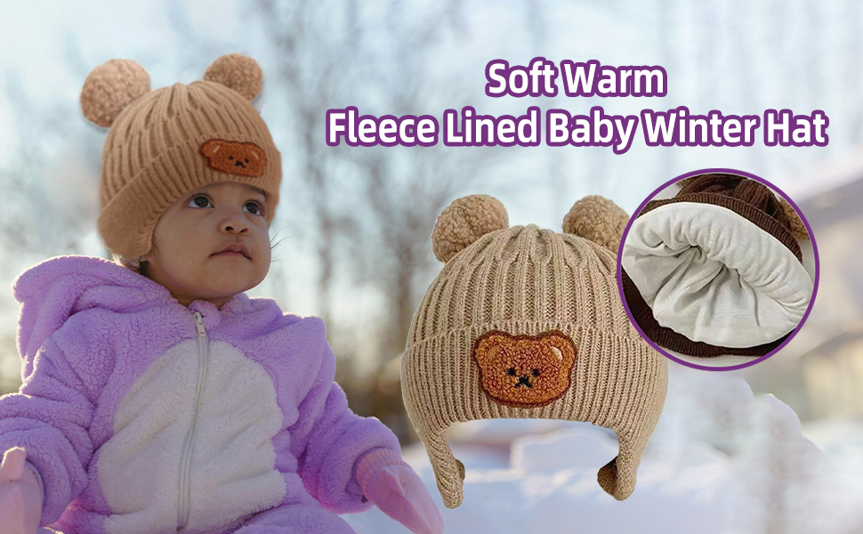thumbnail video image 2 of Tisoloow Soft Warm Fleece Lined Baby Winter Hat for Newborn Infant Toddler Kids Baby Beanie Hats for Girls Boys Rainbow White 1-6 Years, 2 of 8