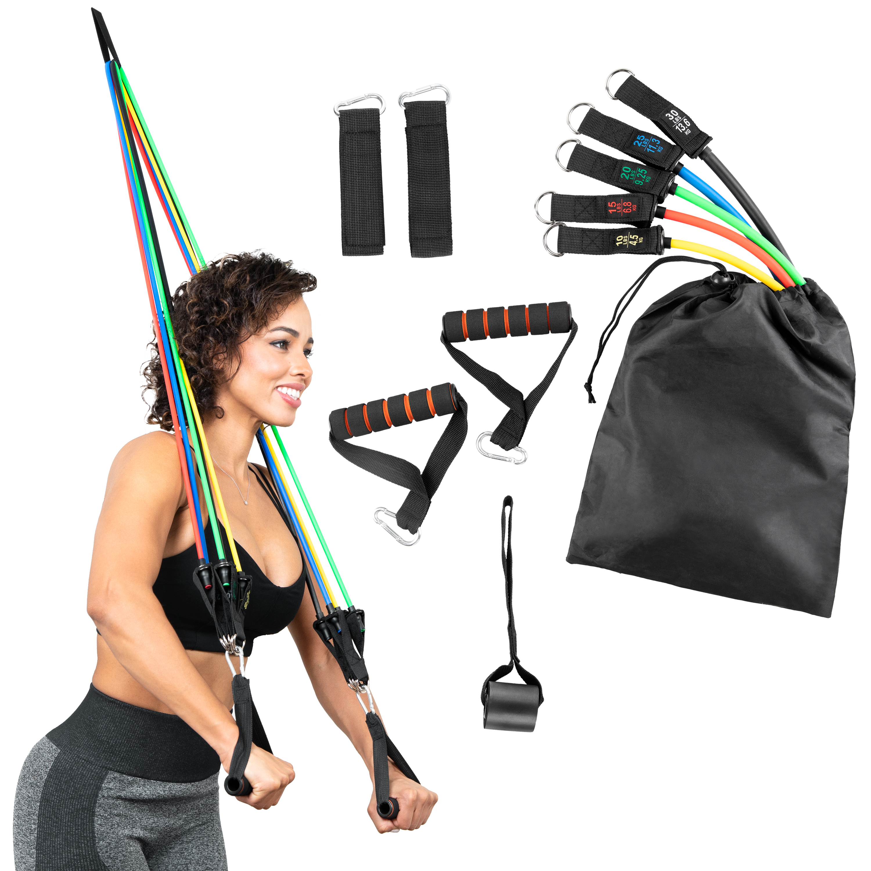 thumbnail video image 2 of Serenily 11-Piece Resistance Bands Set with Carry Bag and Anchor System, 2 of 7