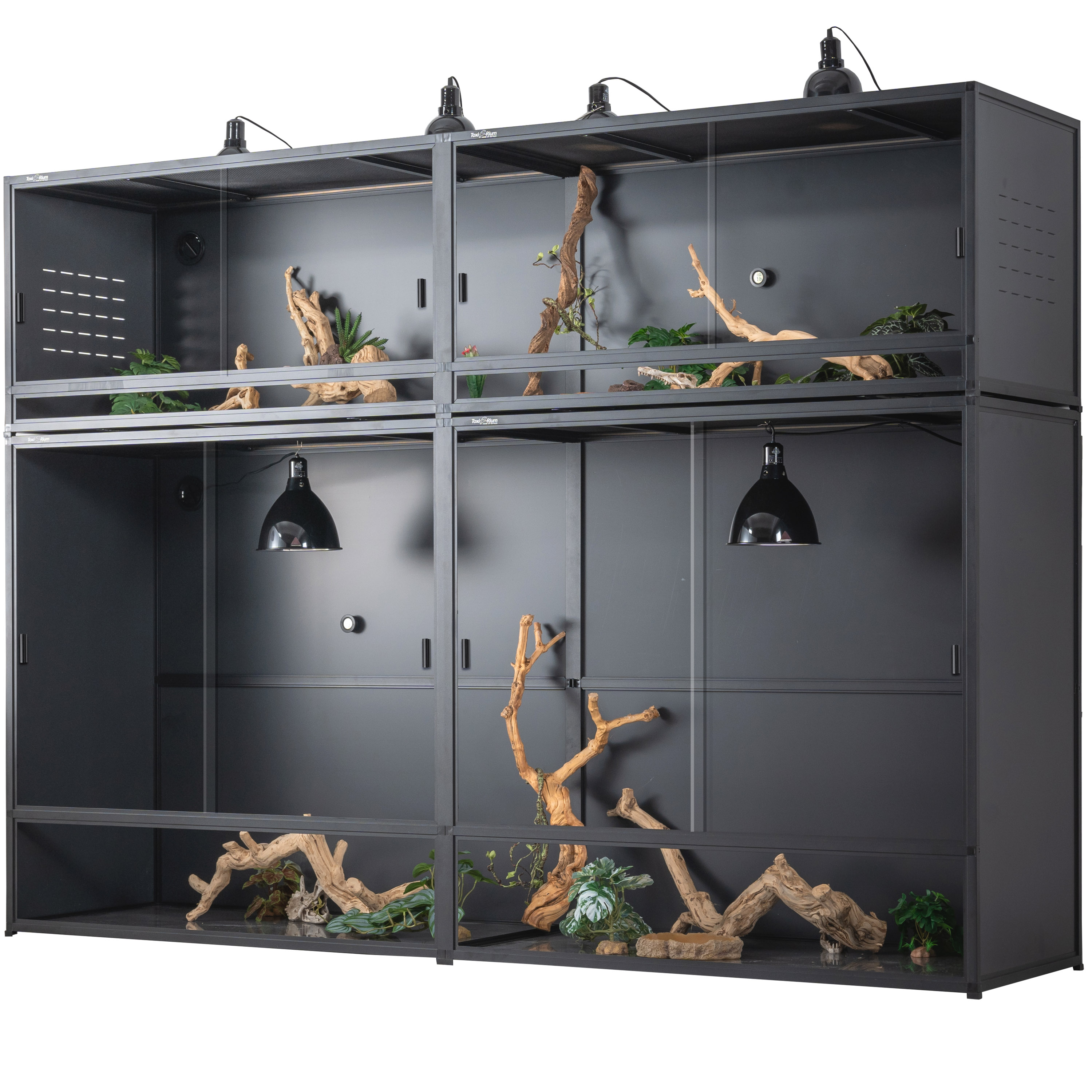 thumbnail video image 2 of ToxiRium 24"+46" Extra Tall Expandable PVC Reptile Tanks 4-Pack, Stackable Enclosures with Front Sliding Glass Doors & Lock for Bearded Dragons, Ball Pythons & Snakes, 2 of 6