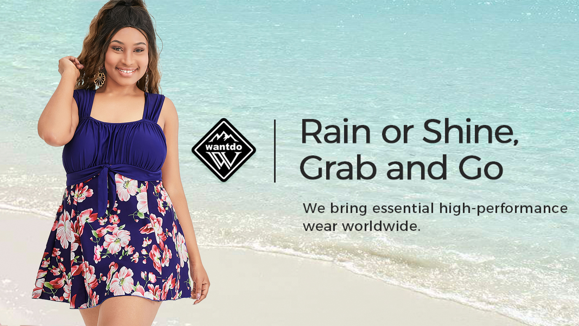 Wantdo Women's Plus Size One-Piece Swimdress, Modest Swimsuits, Black