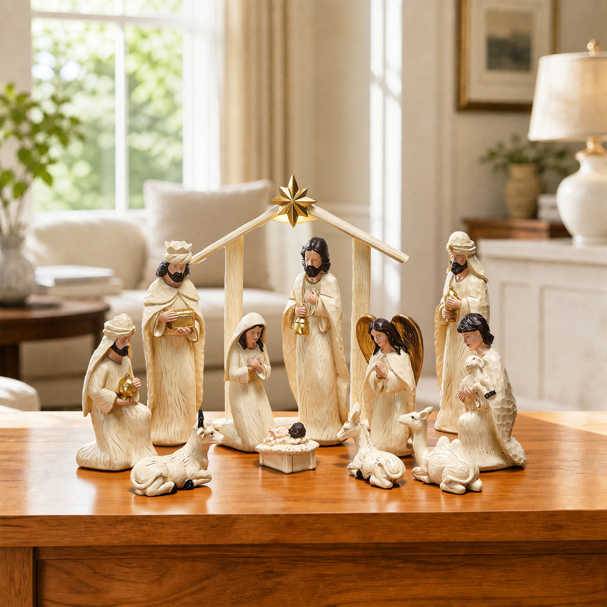 Custom Nativity Set Ultym 20 inch Lighted Nativity Set, 12 Piece Resin Christmas Nativity ...