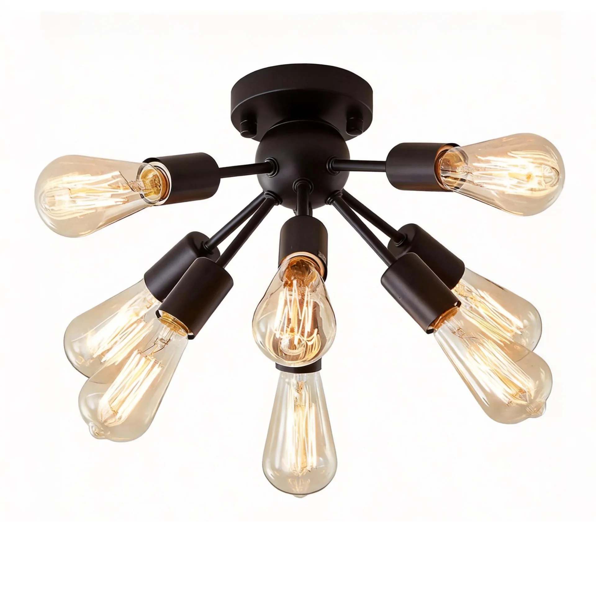 thumbnail video image 2 of Mount Sputnik Ceiling Light with 8 Lights, Modern Antique Black Sputnik Industrial Ceiling Lamp, 2 of 7