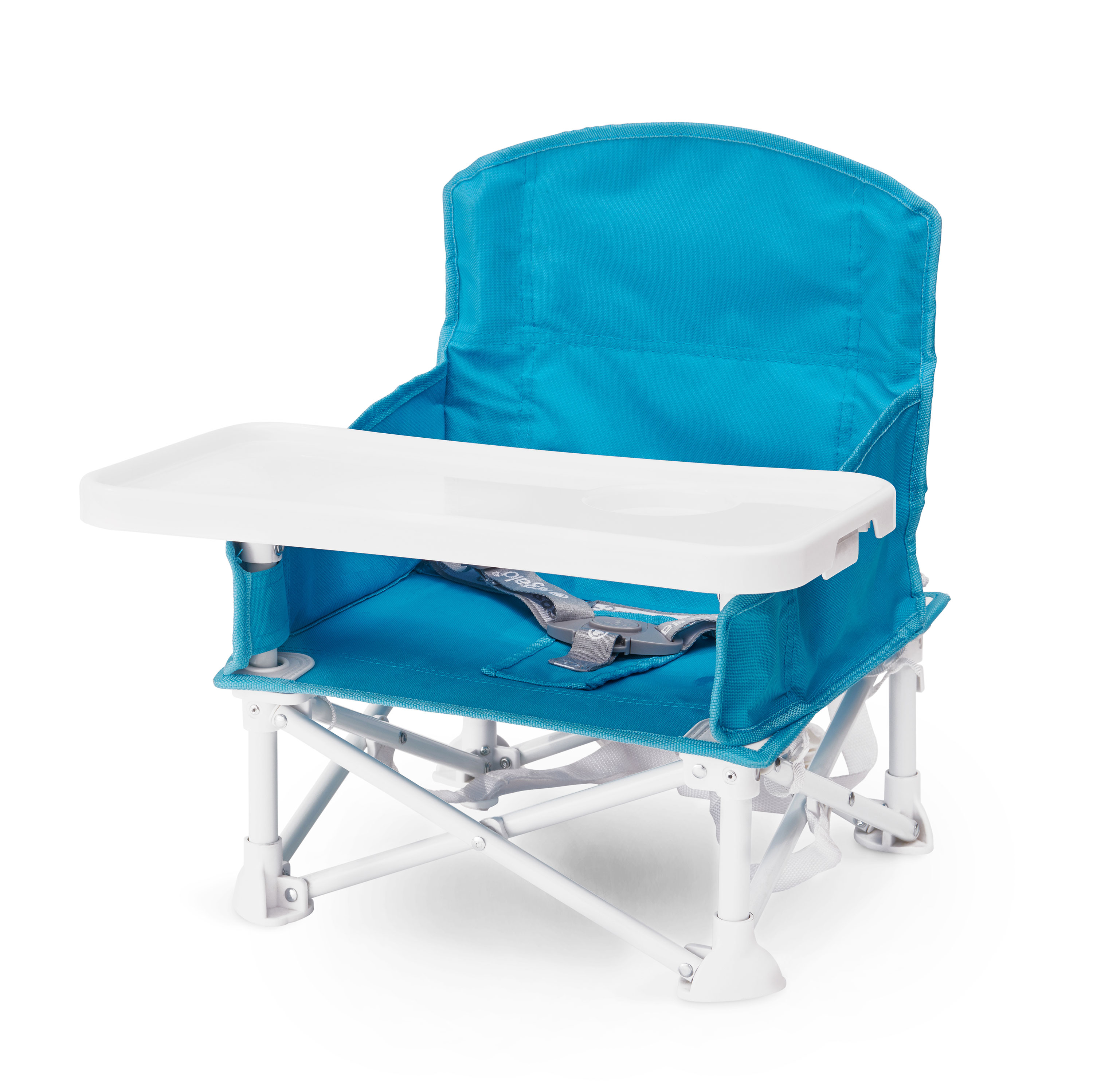 thumbnail video image 3 of Regalo My Chair Portable Booster Seat with Tray, Aqua Blue, For Ages 9 to 36 Months, 3 of 13