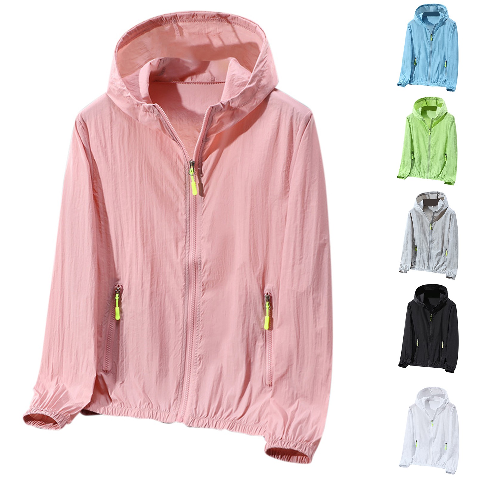 thumbnail video image 2 of FUZHIQ Women's UPF 50+ Sun Protection Hooded Jacket Cooling Lightweight Long Sleeve Full Zip UV Sun Shirt with Pockets for Daily Commute Beach Travel Outdoor Wear,XXL, 2 of 5