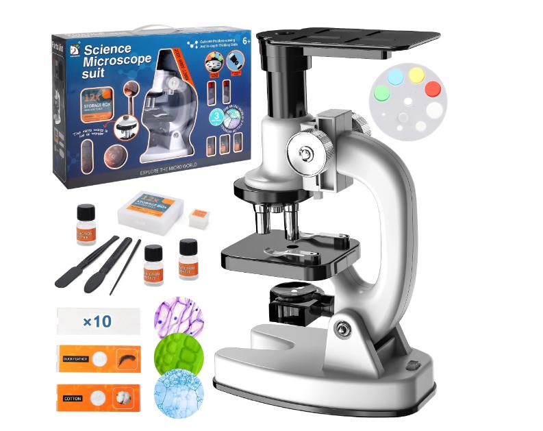 thumbnail video image 2 of WeFone Microscope Set, Science Kits for Kids, 200X-1200X Compound Microscope Toy with Mobile Phone Holder, 2 of 10