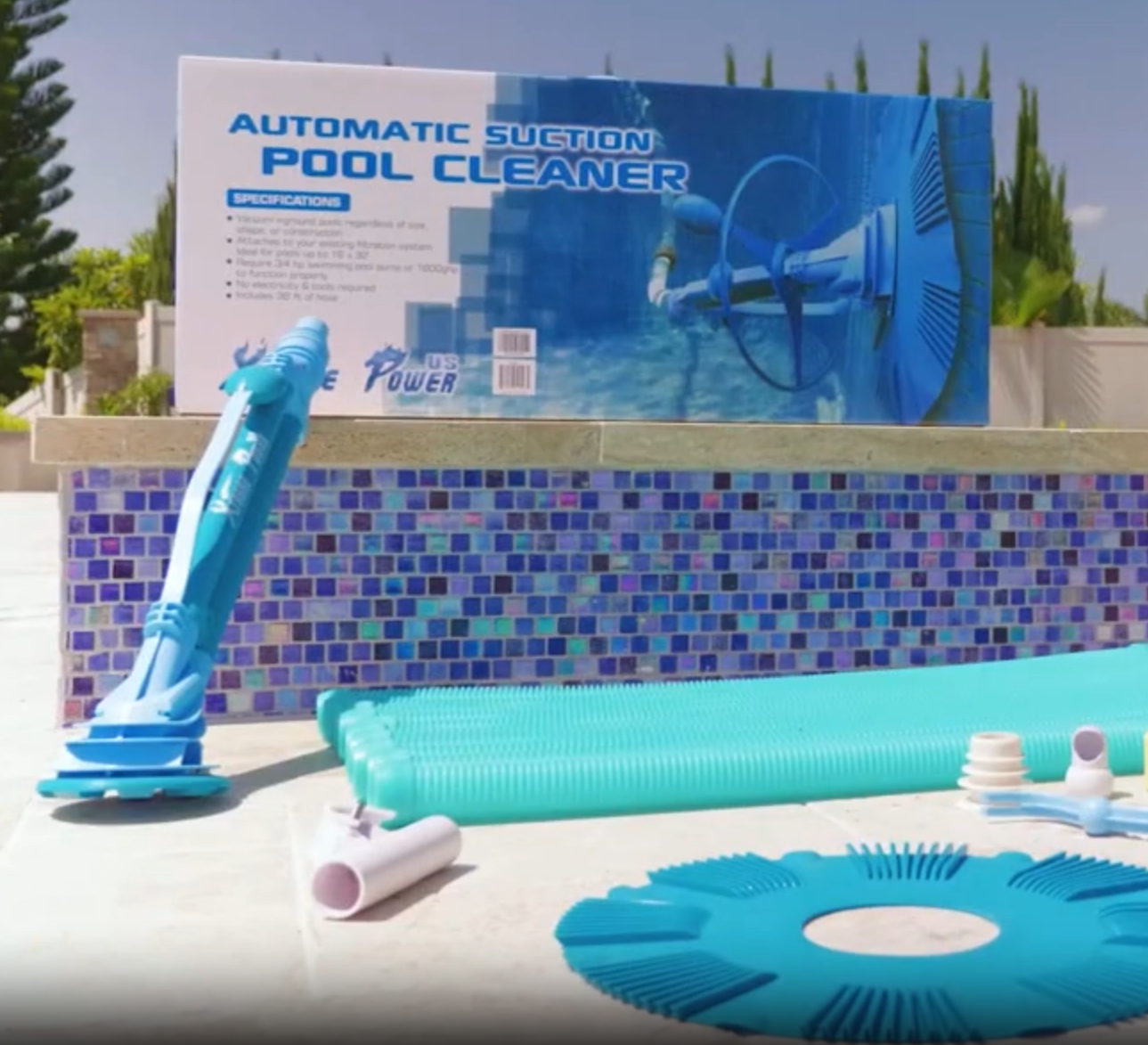 thumbnail video image 2 of XtremepowerUS Automatic Suction Side Pool Cleaner, Creepy Crawler Pool Vacuum with Hose Set, 2 of 9