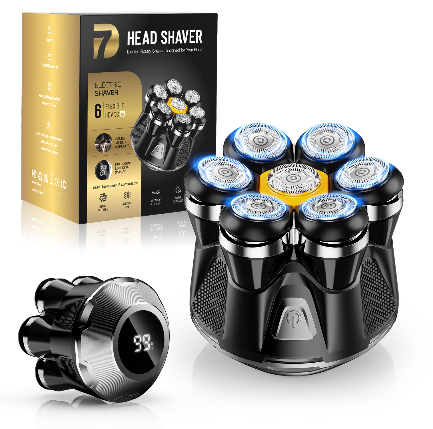 Nogroa Head Shavers for Men, Magnetic Electric Bald Razor, 7D Rotary ...