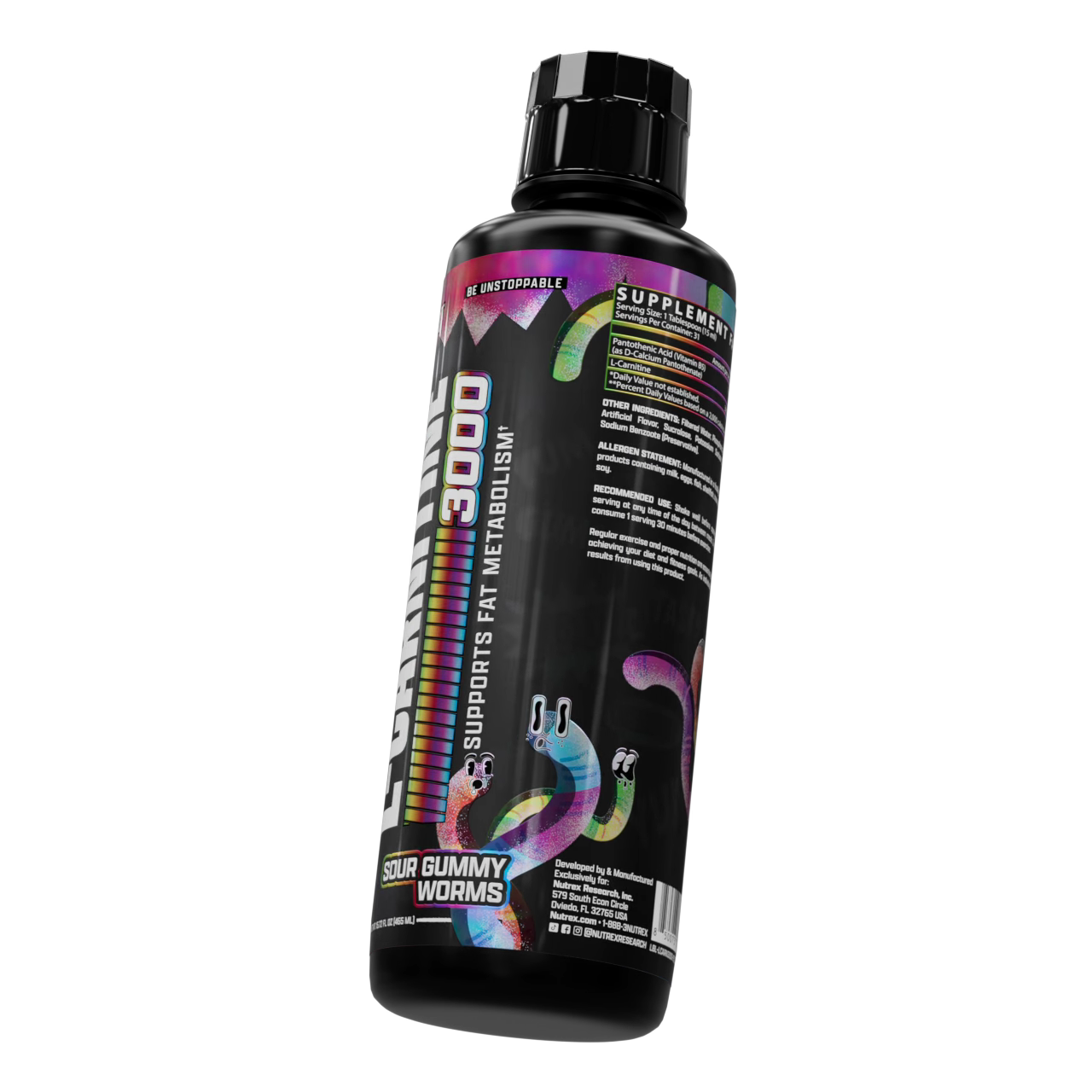 l carnitine 3000 sour gummy worm Nutrex Research Liquid L-Carnitine 3000 Sour Gummy Worms Fat Metabolism  Energy Support Drink 31 Servings
