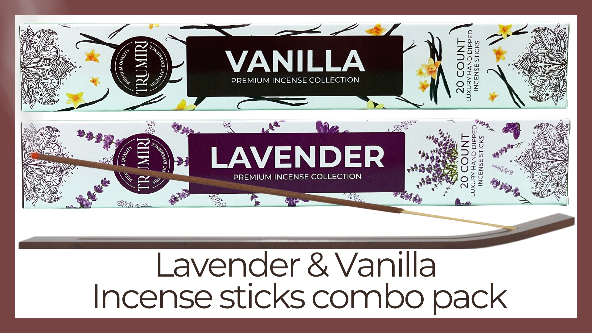 thumbnail video image 2 of Trumiri Incense Sticks - Combo Pack of 40 Insence-Sticks - 20 Vanilla + 20 Lavender - Insenses - Insents - Incents - Inscense - Incence - Incienso - All Natural Incense Sticks, 2 of 6