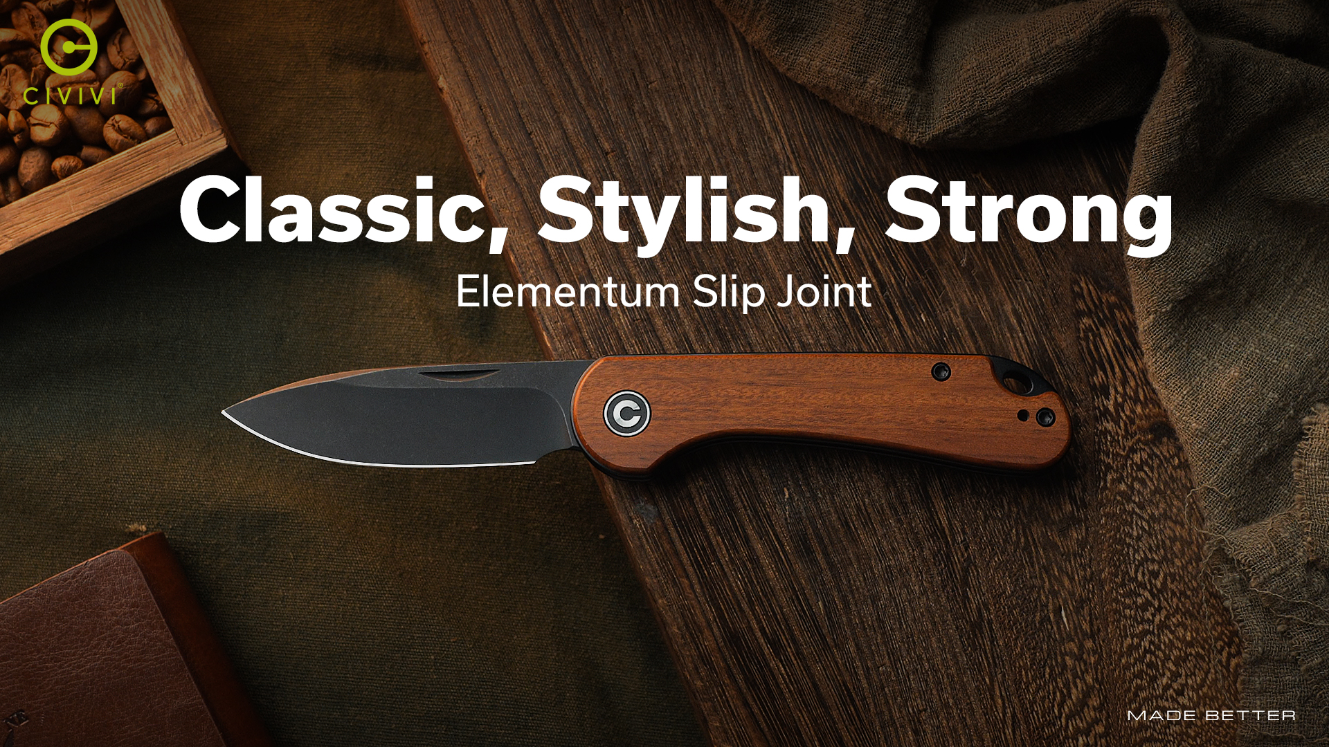 thumbnail video image 2 of CIVIVI Elementum Slip Joint Pocket Knife, Folding Knife with 2.96" Swedish 14C28N Blade Resin Handle C18062AJ-4, 2 of 8