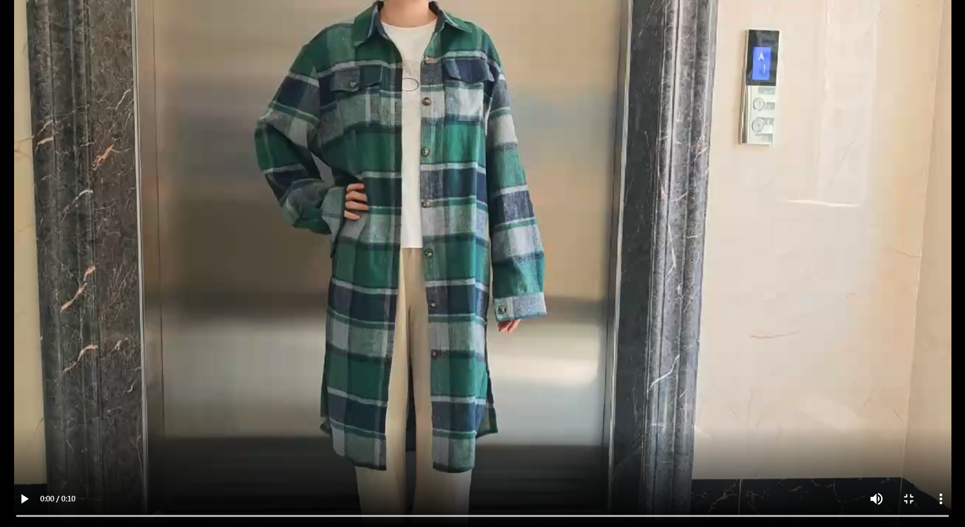 thumbnail video image 2 of Long Flannel Jackets Women - Button Up Plaid Shirt Casual Travel Long Sleeve Plaid Jackets with Shirt Collar Pockets, 2 of 8