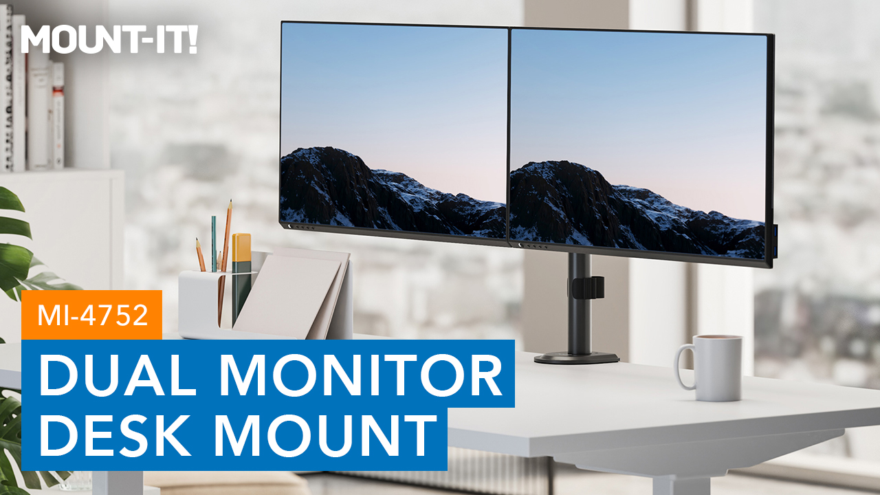 thumbnail video image 2 of Full Motion Dual Monitor Desk Mount, 2 of 12