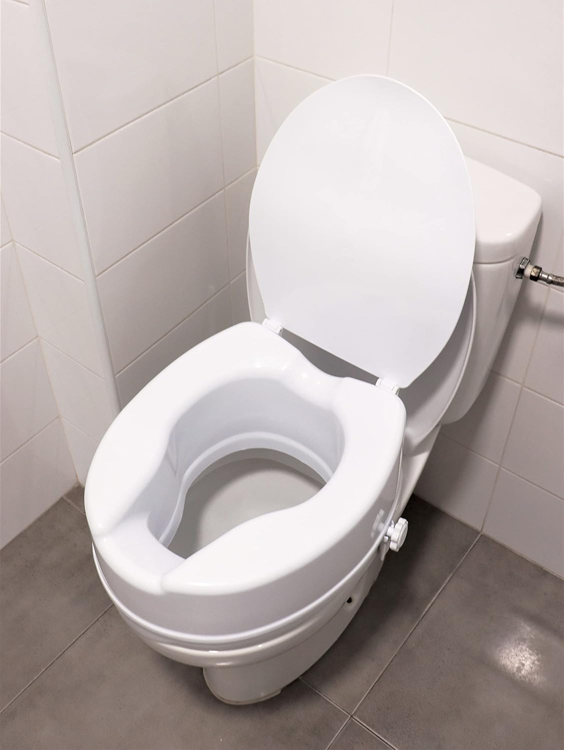 thumbnail video image 2 of PEPE - Toilet Seat Risers for Seniors with Lid (6"), (Not Returnable) , Elongated Raised Toilet Seat with Lid, 2 of 7