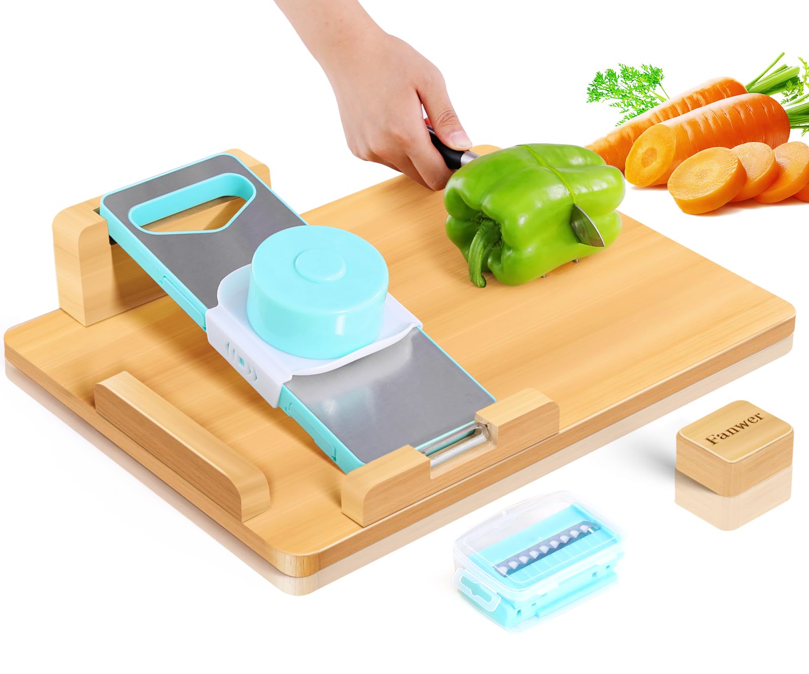 thumbnail video image 2 of Fanwer Adaptive Kitchen Equipment Woodiness Anti-Slip Cutting Board, 15.98" x 2" x 13.98", 2 of 8