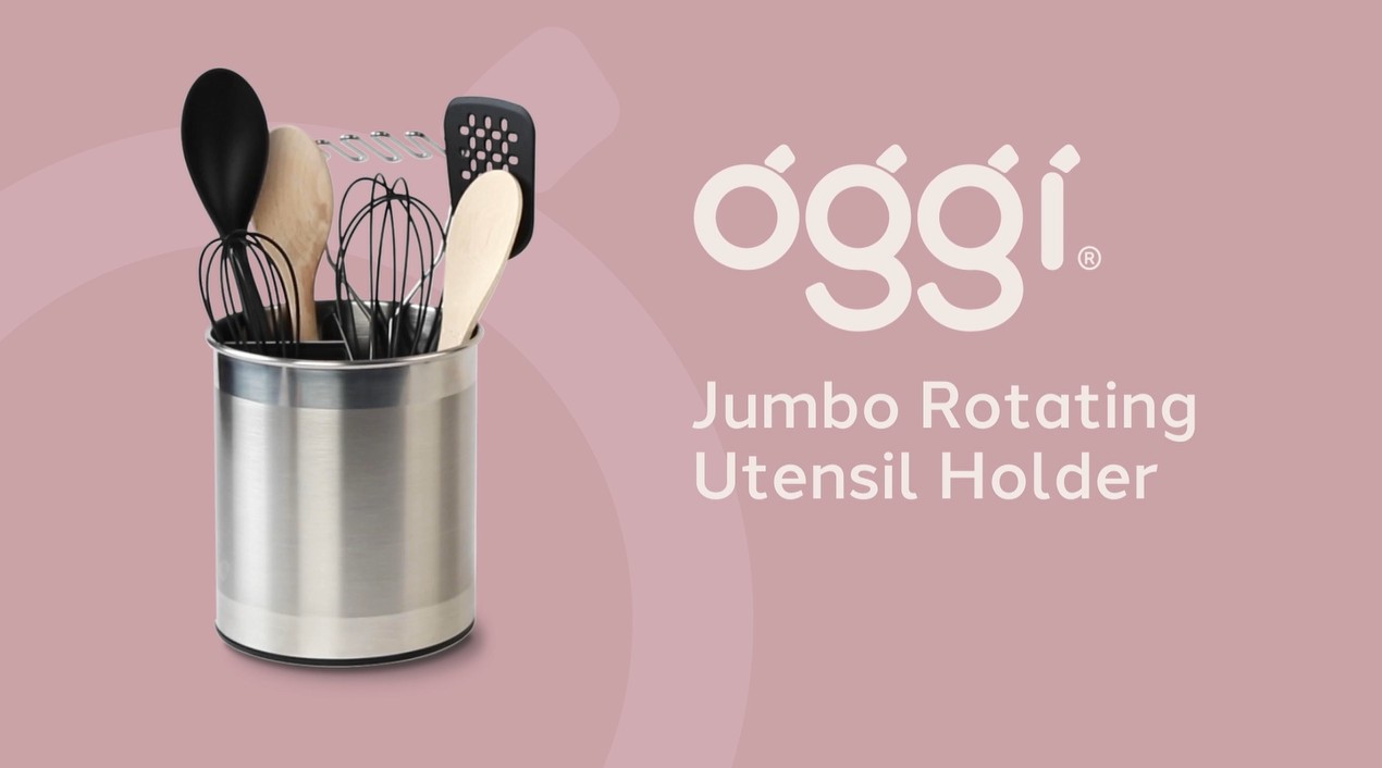 thumbnail video image 2 of Oggi Jumbo Rotating Utensil Holder (7" dia x 7.5" H), 2 of 8