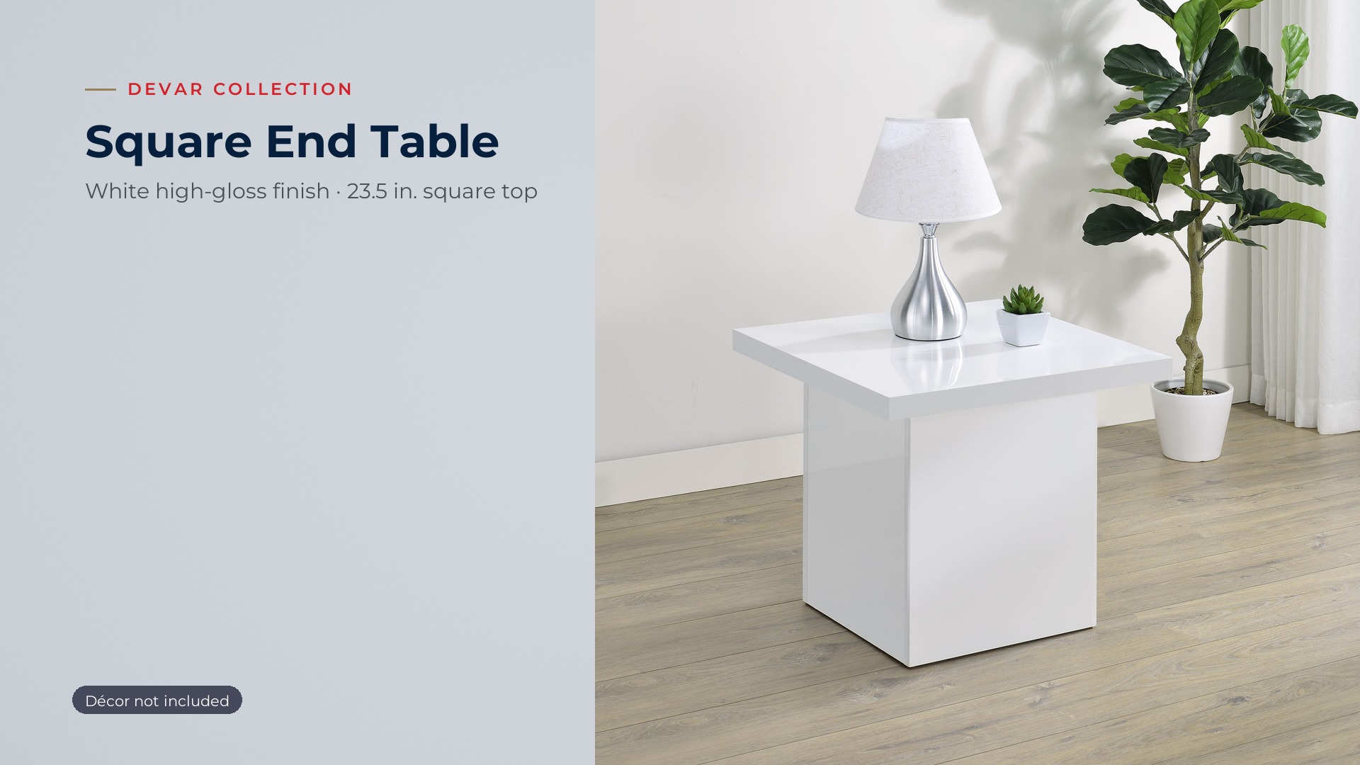 thumbnail video image 2 of Coaster Devar Square Engineered Wood Side End Table in White High Gloss, 2 of 9