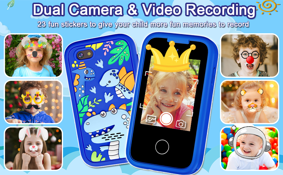 thumbnail video image 2 of Kids Smart Phone for Boys Touchscreen Kids Phone Unicorn Gifts for Boys Age 6-8 with Dual Camera Music Game Learning Toy Phone Christmas Birthday Gifts for 3 4 5 6 7 8 Year Old Girls with 8G SD Card, 2 of 8