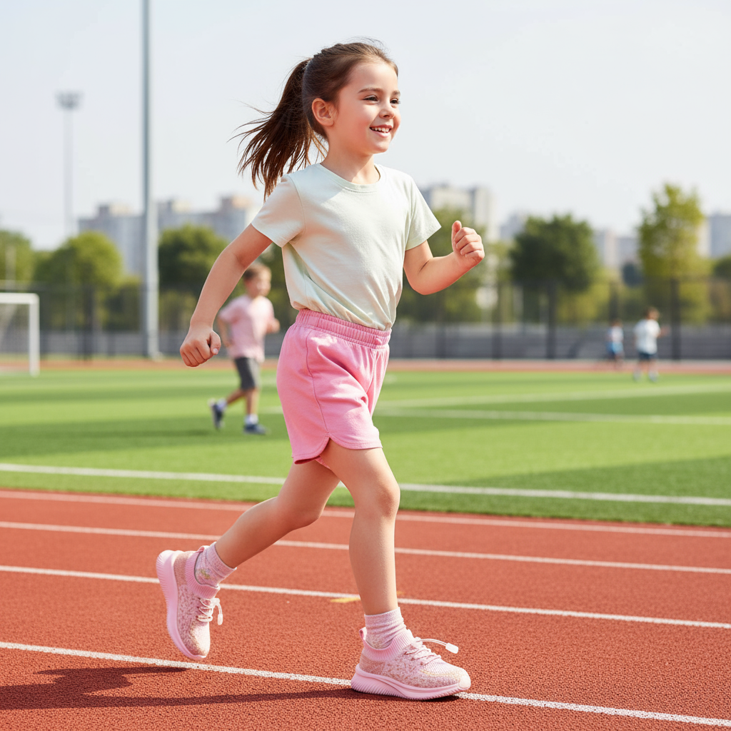 thumbnail video image 2 of YHOON Girls Shoes Kids Sneakers Running Tennis Walking Fitness School Girls Sock Shoes Pink Big Kid Size 4, 2 of 8