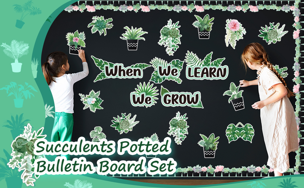 Yh Tech Succulents Plant Potted Bulletin Board Decorations, 54 pcs ...