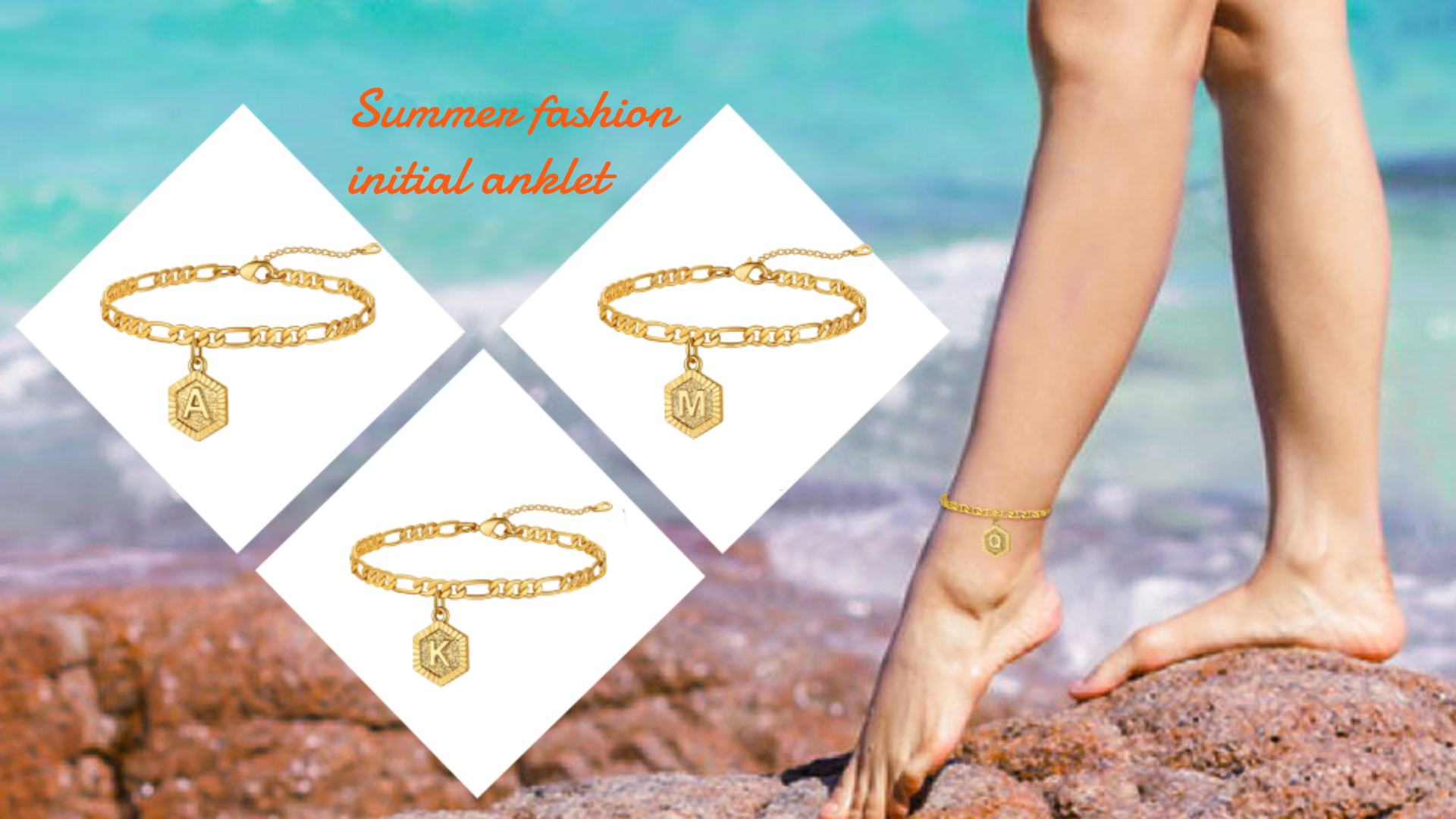 thumbnail video image 2 of ChainsHouse 14k Gold Plated Initial Ankle Bracelets for Women with Letter W Figaro Cuban Link Anklet Jewelry Gift, 2 of 13