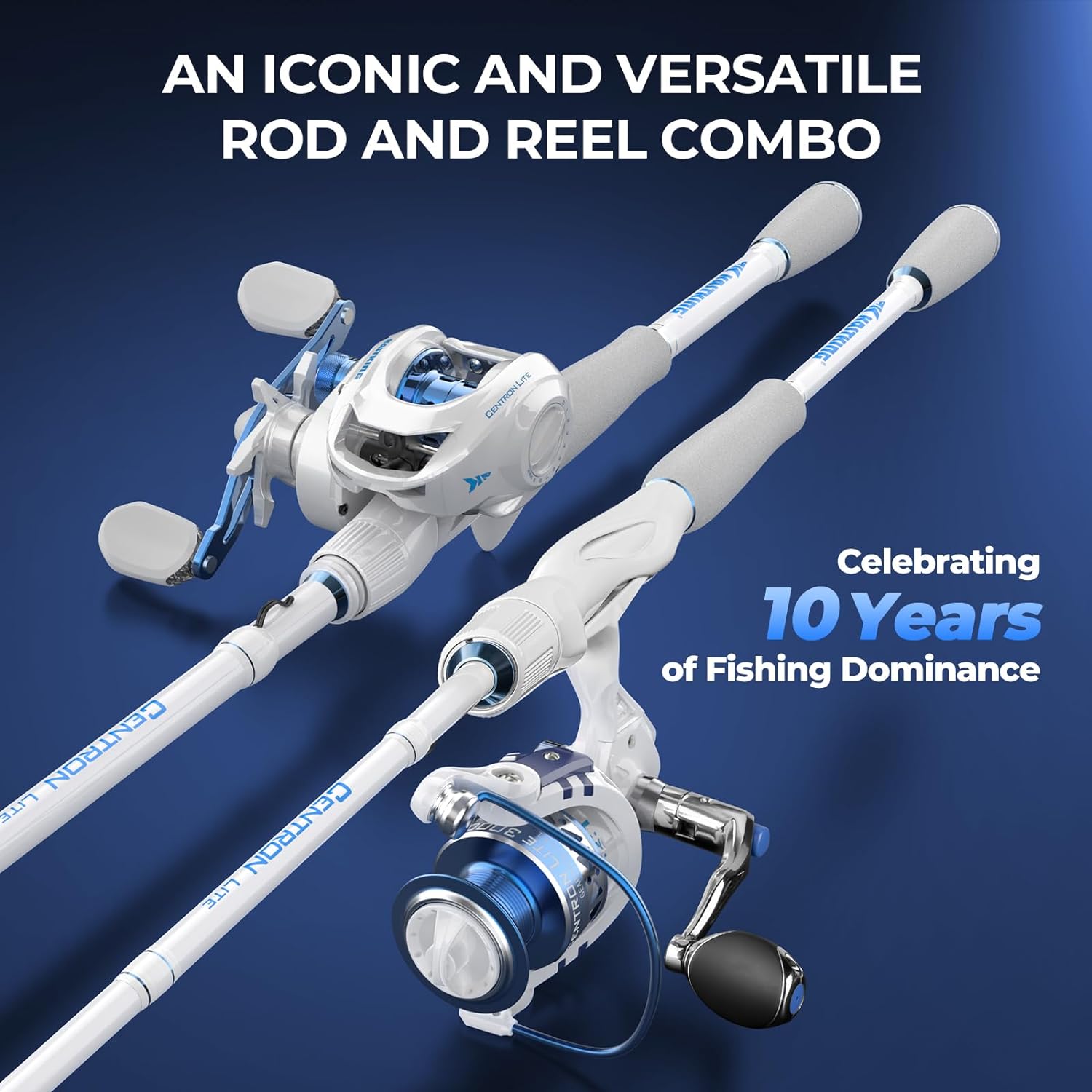 thumbnail video image 2 of KastKing Centron Lite Spinning Fishing Reel Combo 6'6" M, 2000 Reel White, 2 of 10