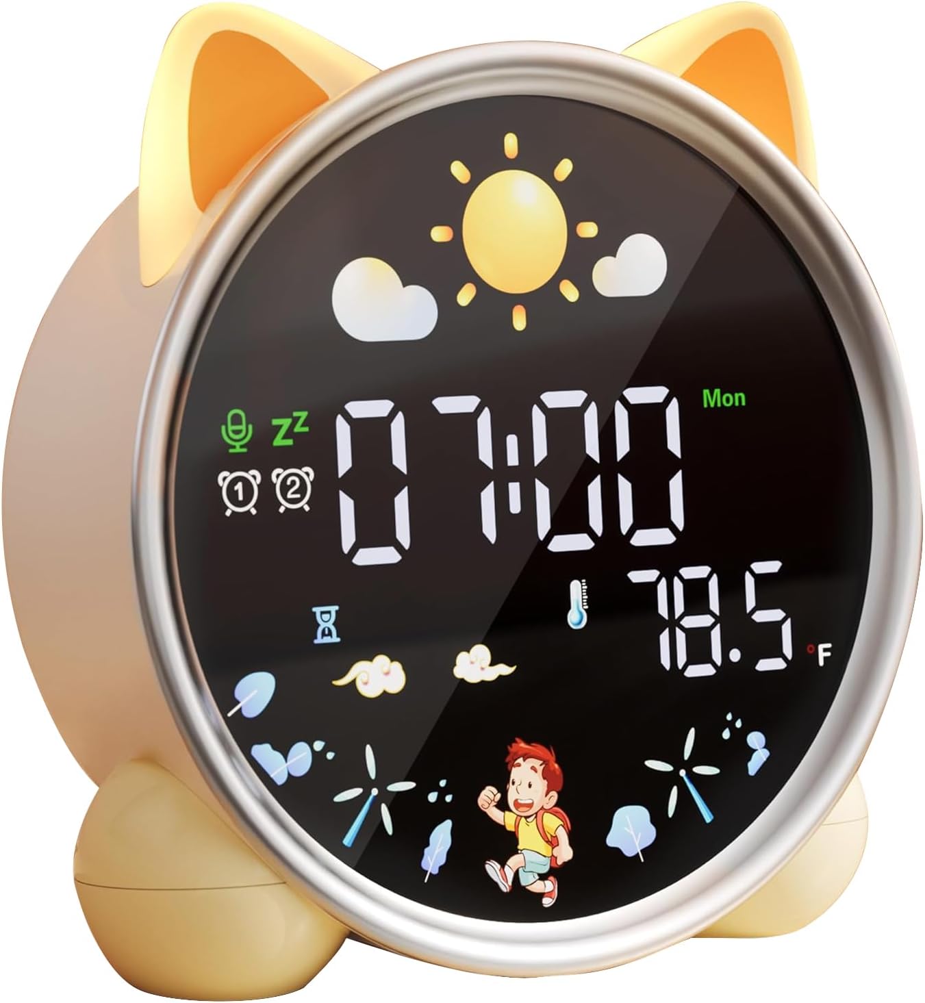 Comzler Kids Alarm Clock with Night Light, Cat Alarm Clock