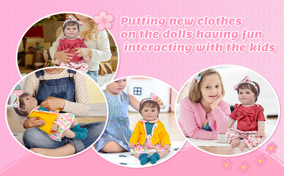 thumbnail video image 2 of ZITA ELEMENT 2 Set Doll Clothes for 20-22 Inch Dolls, 20 Inch Baby Doll Clothes Accessories 7 Pcs Include Dress Coat Outfits, Headbands, Socks, Top and Pants, 2 of 9