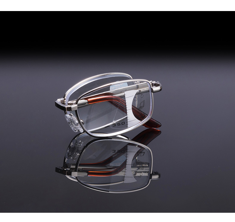 thumbnail video image 2 of Blue Light Blocking Progressive Bifocal Glasses for Women Men, Foldable Metal Frame Computer Readers - Anti Glare Multifocus Reading Glasses with Smart Focus Transition,Magnification1.0 Gold, 2 of 10