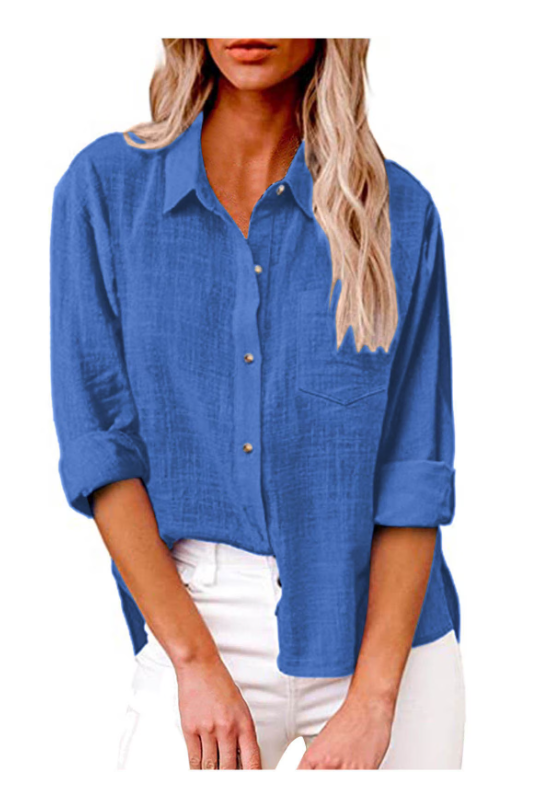 thumbnail video image 2 of Neewe Womens Button Down Shirts Long Sleeve Gauze Tops Casual Collared Blouses Loose Fit, 2 of 10