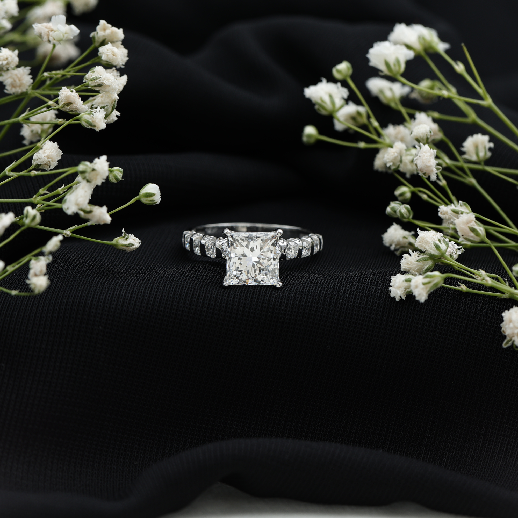 thumbnail video image 2 of Rosec Jewels IGI Certified Lab Grown Diamond 2 Carat Engagement Ring - E-VS1 Quality - Princess Cut Diamond Ring for Women, 18K White Gold, US 12.50, 2 of 9