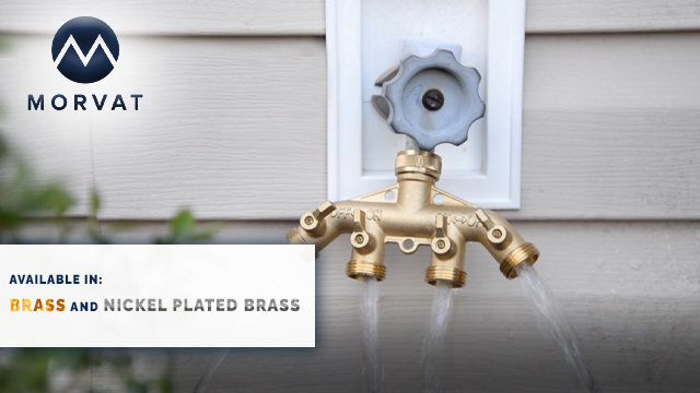 thumbnail video image 2 of Morvat Heavy Duty Hexagonal Brass 4 Way Garden Hose Splitter, 2 of 9