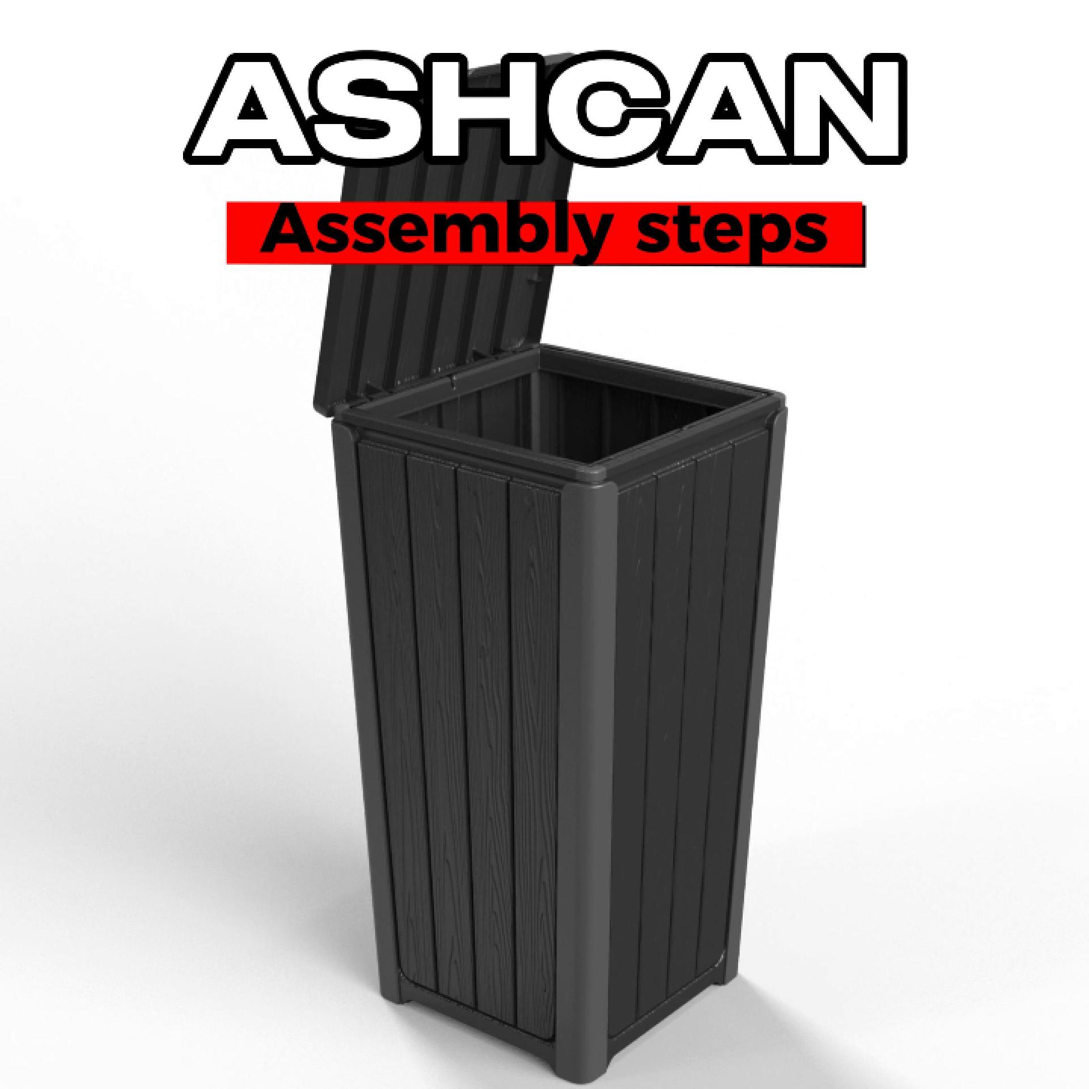 thumbnail video image 2 of 32 Gallon Resin Trash Can,Waterproof Durable & Stylish Waste Bines,Outdoor and Indoor Garbage Can,Easy to Assemble and Move,Gray, 2 of 8