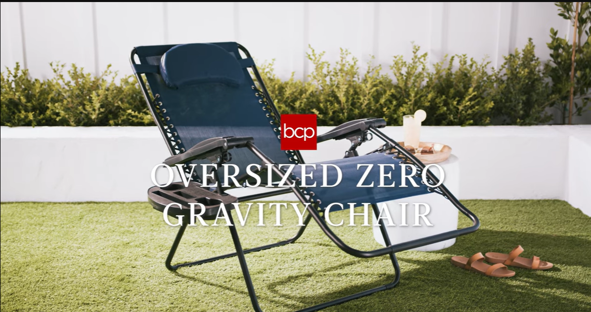 thumbnail video image 2 of Best Choice Products Oversized Zero Gravity Chair, Folding Outdoor Patio Recliner w/ Cup Holder - Sunflower Yellow, 2 of 8