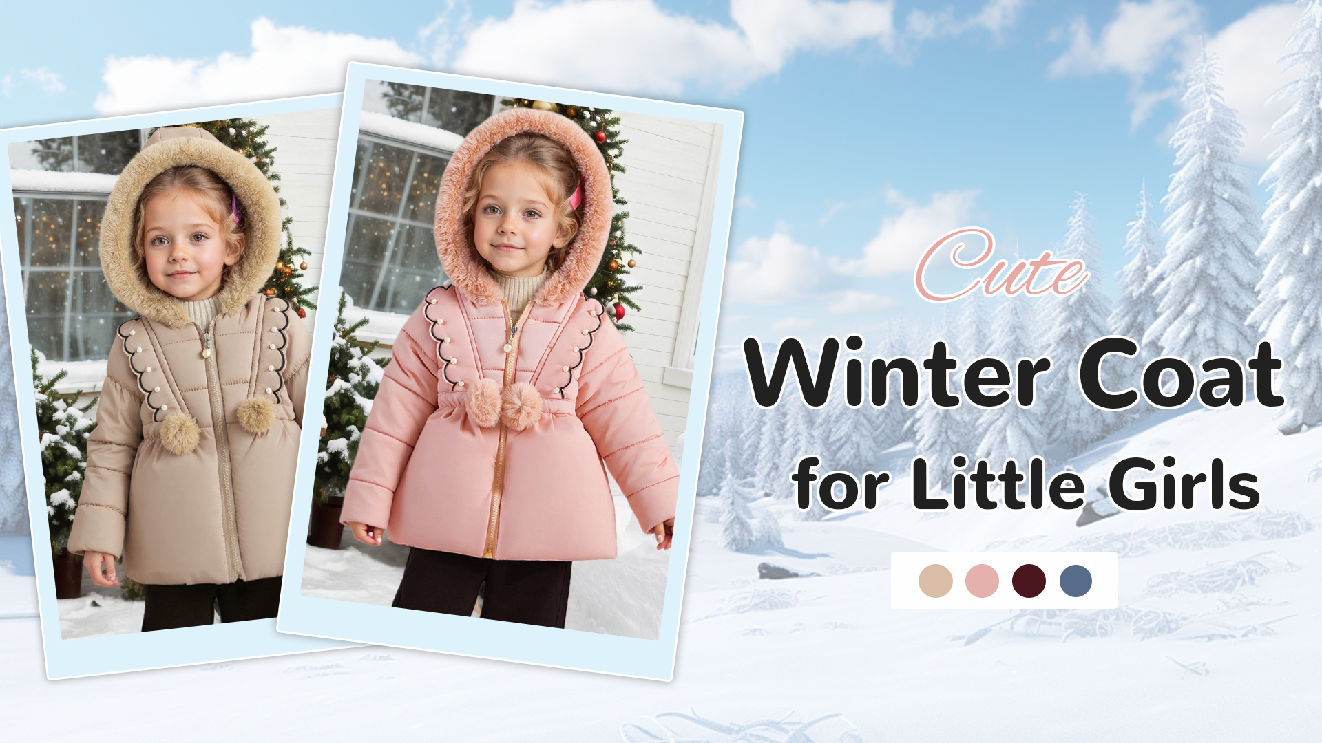 thumbnail video image 2 of Happy Cherry Kids Winter Coat Baby Girls Thick Jacket Warm Coat with Hood Toddler Fleece Jacket Heavyweight Coat Outerwear Padded Outwear 3-4 T, 2 of 7