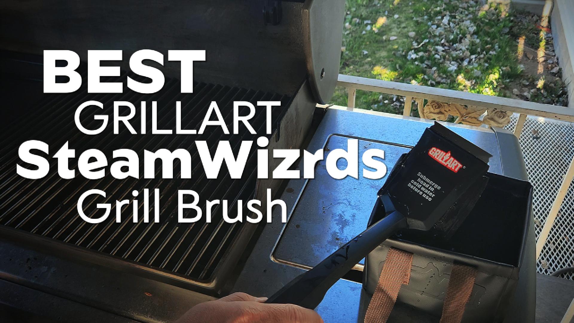 thumbnail video image 2 of GRILLART Grill Brush Bristle Free, SteamWizards [Ultra Safe & Efficient] Grill Cleaner Brush with 1 Replacement Head, for Cast Iron and Stainless Steel Grates, Grill Cleaning Brush, 2 of 7