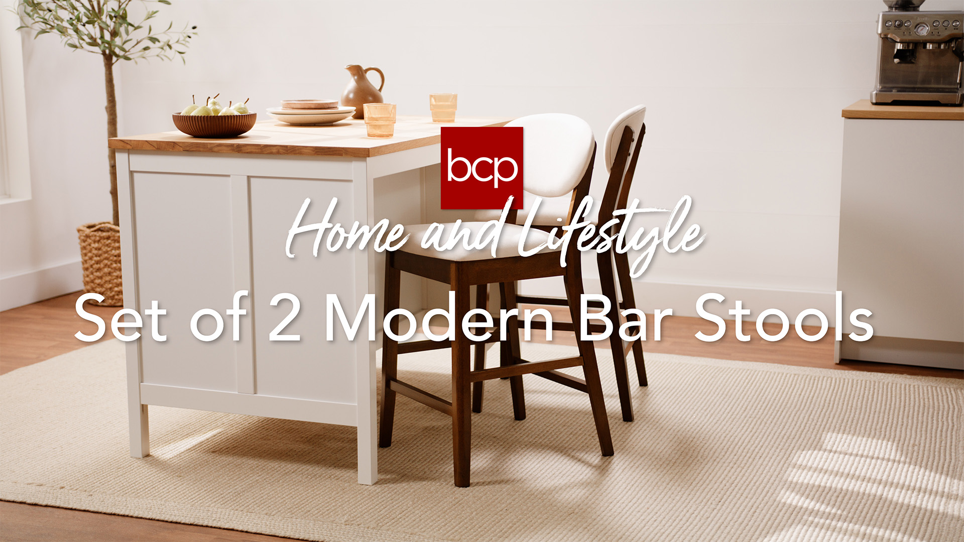 thumbnail video image 2 of Best Choice Products Set of 2 Counter-Height Bar Stools, Armless W/ Upholstered Seat Cushion & Backrest - Walnut/Gray, 2 of 10