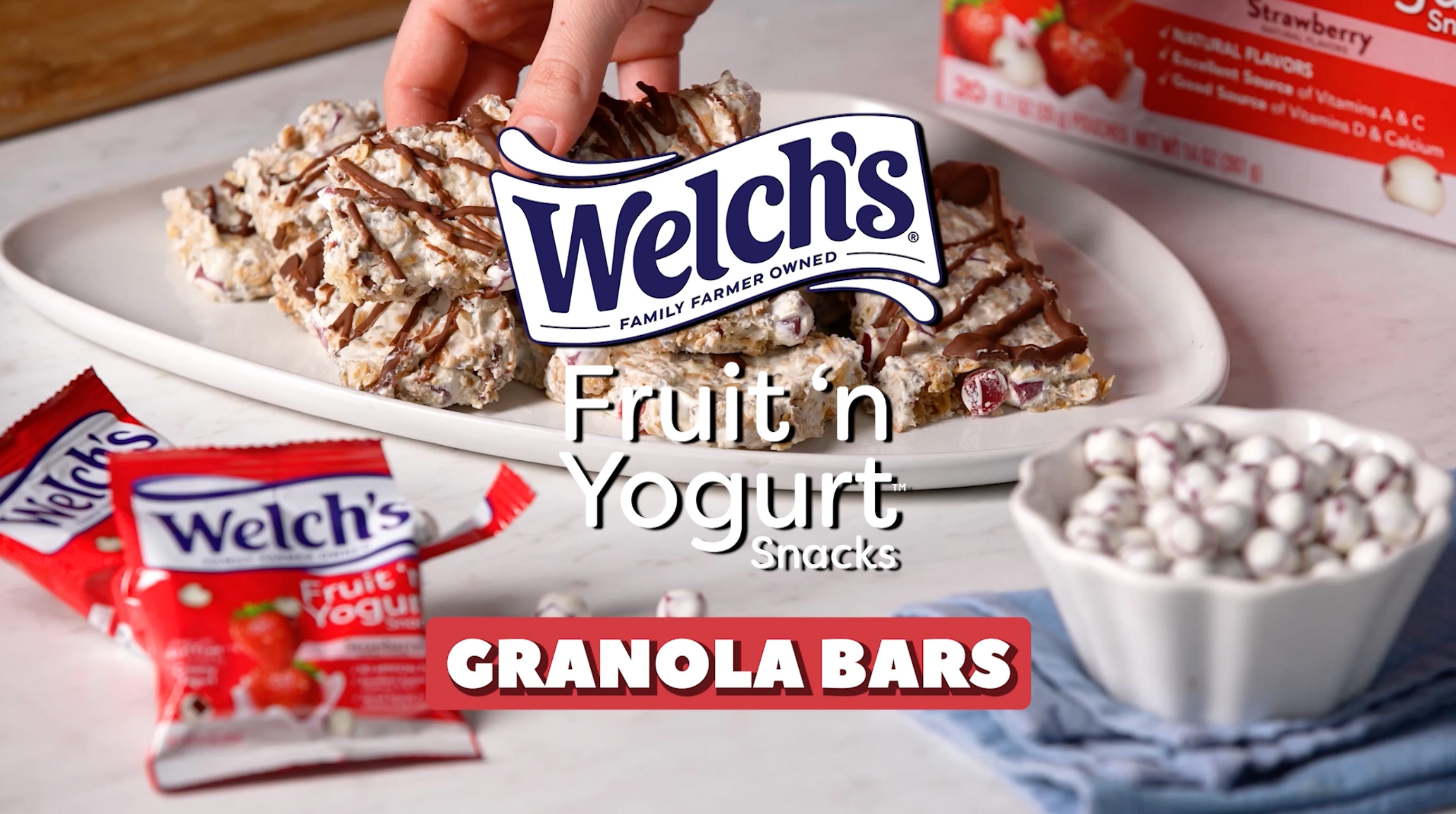 thumbnail video image 2 of Welch's Fruit 'N Yogurt Blueberry-Acai. & Mango-Peach Soft Fruit Snacks, .7 oz, 20 Count, 2 of 18