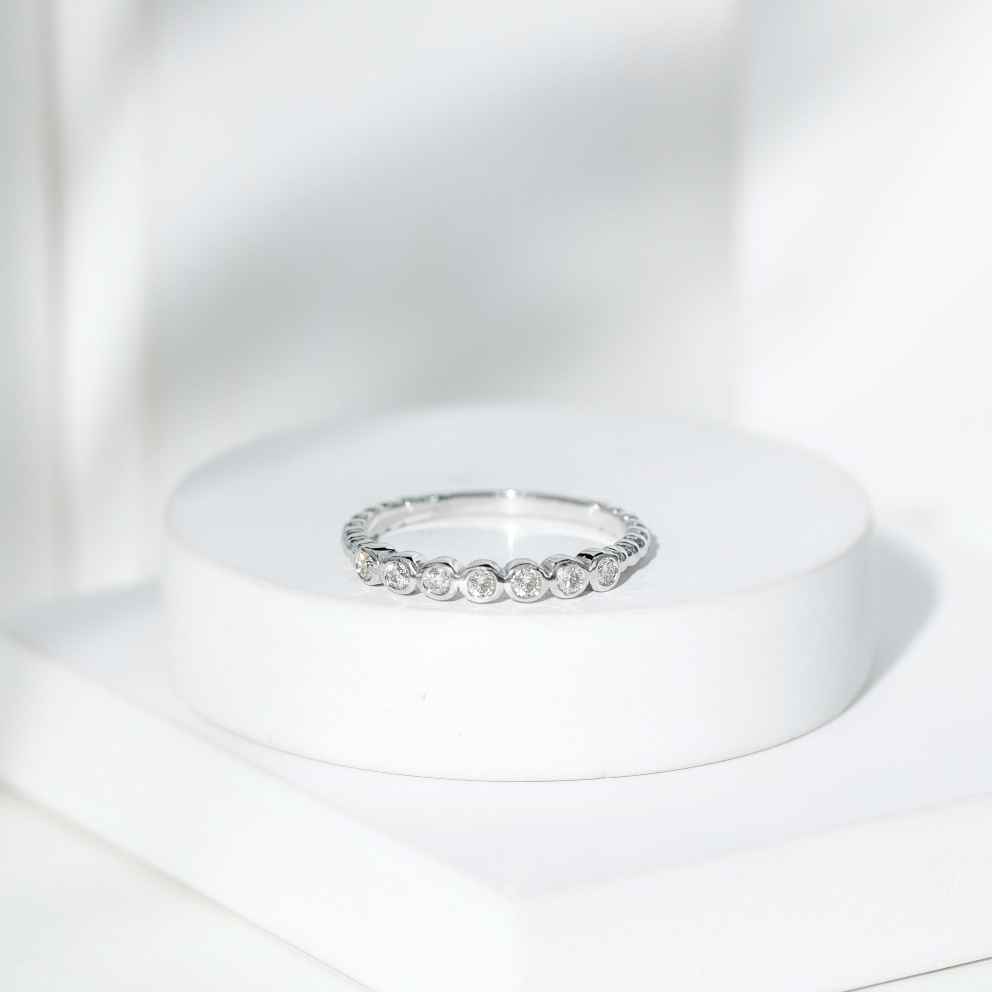 thumbnail video image 2 of Rosec Jewels 1/2 CT Diamond Seven Stone Stackable Ring for Women with Beaded Gold - April Birthstone Jewelry, 925 Sterling Silver, US 9.00, 2 of 8