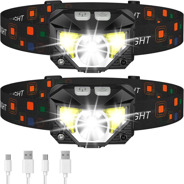 thumbnail video image 2 of Headlamp Flashlight, Lumen Ultra-Light Bright LED Rechargeable Headlight with White Red Light,  Waterproof Motion Sensor Head Lamp, for Outdoor Camping Running Hiking Fishing, 2 of 7