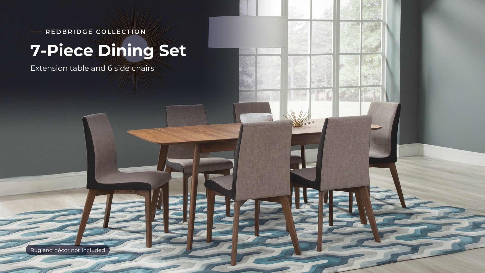 thumbnail video image 2 of Coaster Redbridge 7-Piece Rectangular Dining Set, Natural Walnut, 2 of 9