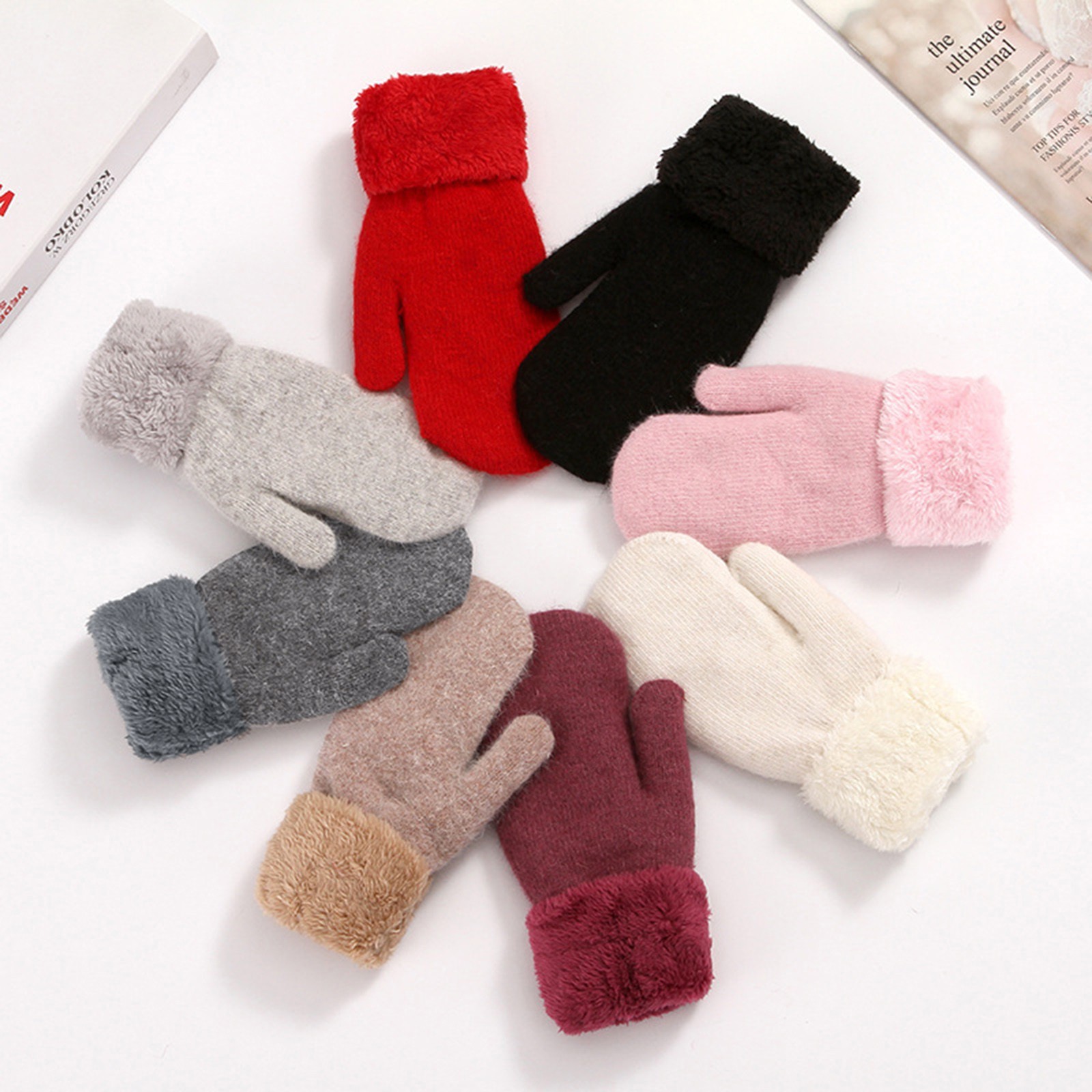 thumbnail video image 2 of GZWYHT Gloves for Cold Weather,Winter Gloves Thermal Gloves For Womens Winter Gloves Warm Gloves Fleece Lined Knit Gloves Elastic Cuff Knit Warm Lined Gloves Fingerless Gloves,Work Gloves Purple, 2 of 5