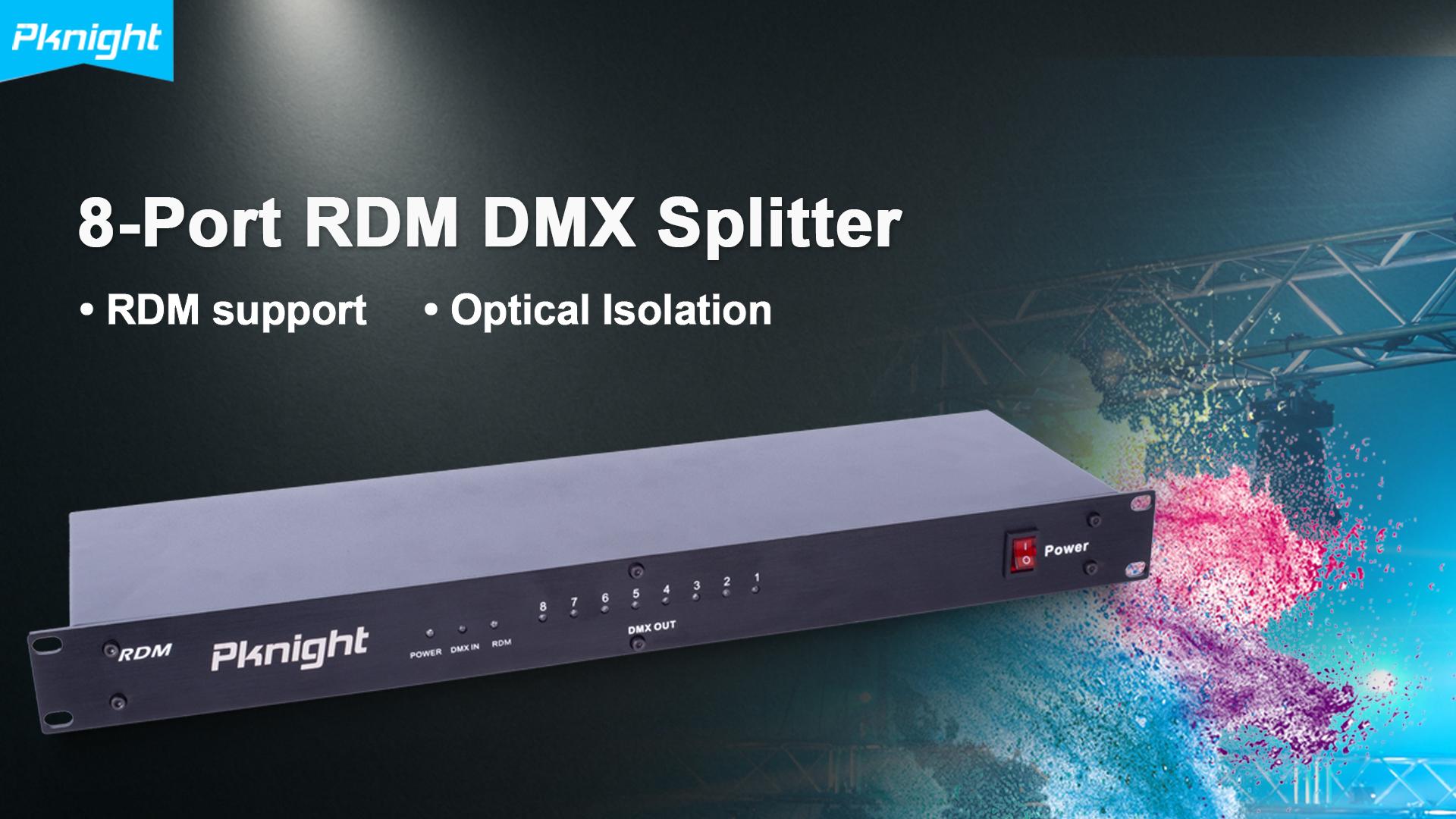 Pknight 8ch DMX & RDM Splitter, DMX512 Signal Distributor with Optical ...