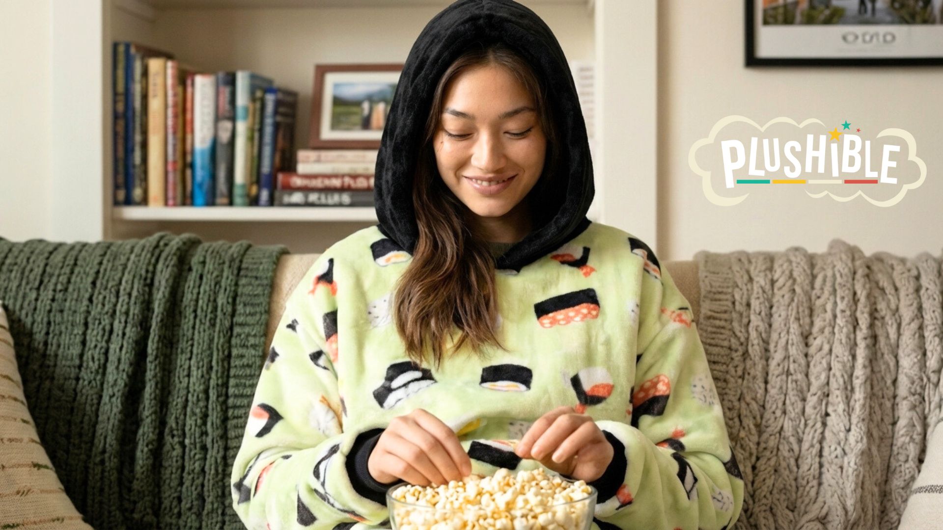thumbnail video image 2 of Sushi Snugible 2-in-1 Blanket Hoodie  Pillow, 2 of 7