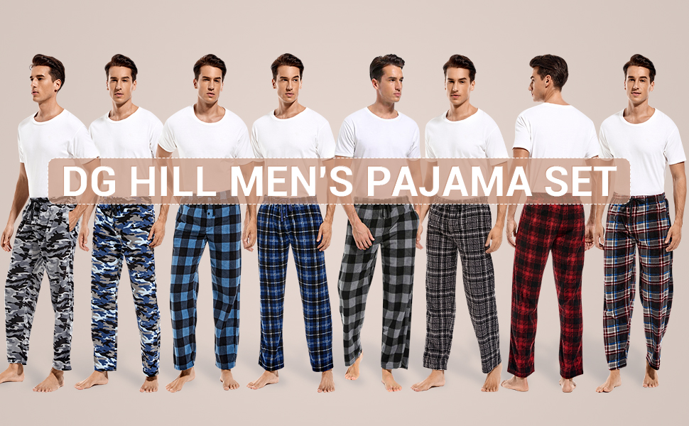 thumbnail video image 2 of DG Hill Mens Pajama Pants, Fleece Lounge Pants Sleepwear Plaid PJs with Pockets, 3-Pack, 2 of 8